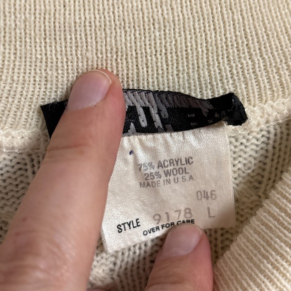 Vintage Panther Sweater Skirt Set L Cream Wool Cable Knit Tank Midi 90s Neutral - Picture 7 of 14